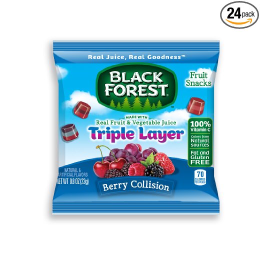 Black Forest Triple Layer Fruit Snacks, Berry Collision, 0.8 Ounce Bag, Pack of 24