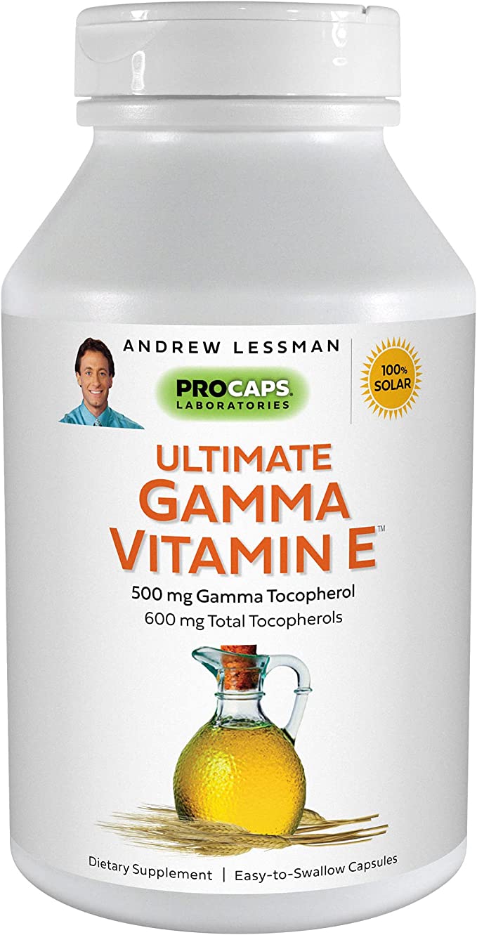 Andrew Lessman Ultimate Gamma Vitamin E 30 Softgels – 500 mg Gamma Tocopherol, Protective Vitamin E. Four High Potency Forms of Natural Tocopherols. Powerful Anti-Oxidant. No Synthetic Forms