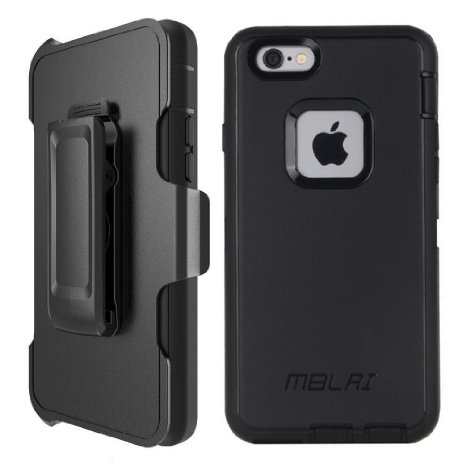 LongRise 4-Layer Heavy Duty Defender Case with Screen Protector for iPhone 6/ 6s - Black