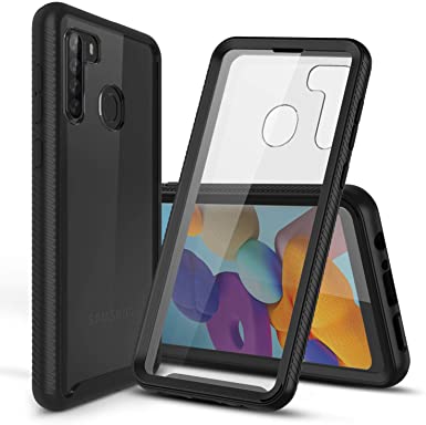 CBUS Heavy-Duty Phone Case with Built-in Screen Protector Cover for Samsung Galaxy A21 –– Full Body (Black)