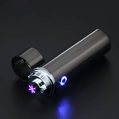 New Lighter HopingFire Triple Arc New Design USB Lighter Rechargeable Windproof Flameless Electronic Lighter  Gift Box(Black Brushed)
