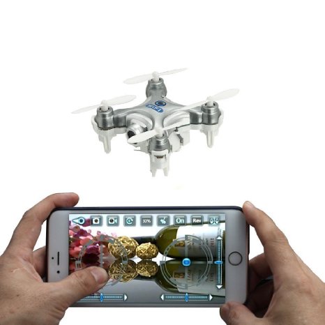 oneCase Cheerson CX-10W 4CH 2.4GHz iOS / Android APP Wifi Romote Control RC FPV Real Time Video Mini Quadcopter Helicopter Drone UFO with 0.3MP HD Camera, 6 Axis Gyro - Silver