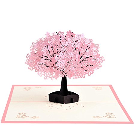 Handmade Pop Up Birthday, Wedding, Mothers Day, Thank You Note Card - Cherry Blossom Tree
