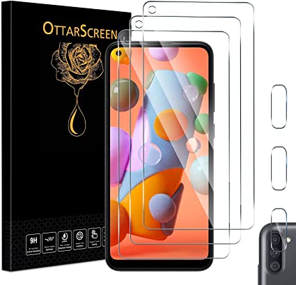 OttarScreen Galaxy A11 Screen Protector【3 3 Pack】 with Camera Lens Protector (HD Ultra Transparent) Anti-Scratch, Bubble-Free, 9H Hardness Glass for Samsung