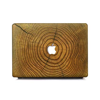 KEC Laptop Case for MacBook Pro 15" (2018/2017/2016) Plastic Hard Shell Cover A1990/A1707 Touch Bar (Cracked Wood)