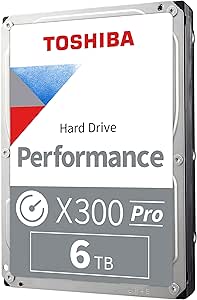 Toshiba X300 PRO 6TB High Workload Performance for Creative Professionals 3.5-Inch Internal Hard Drive – Up to 300 TB/Year Workload Rate CMR SATA 6 GB/s 7200 RPM 512 MB Cache - HDWR760XZSTB