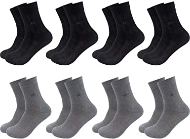 Mens 5 to 8 Pairs Foot Care Ideal Cool Summer Mesh Dress Crew Socks Black Grey