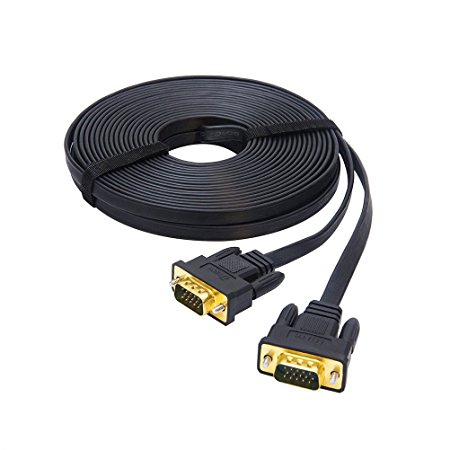 DTECH Ultra Thin Flat Type Computer Monitor VGA Cable Standard 15 Pin Male to Male VGA Wire 33 Feet