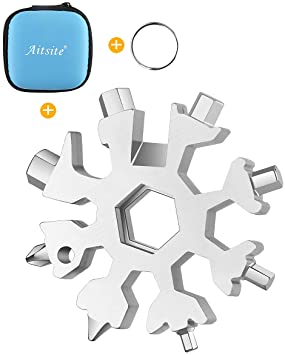 Aitsite 18-in-1 Snowflake Multi Tool Stainless Portable Steel Multi-Tool for Outdoor Travel Camping Adventure Daily Tool (Silver)