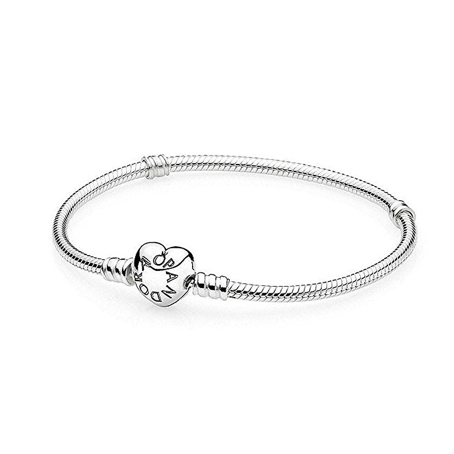 PANDORA 590719 Sterling Silver Heart Clasp Bracelet