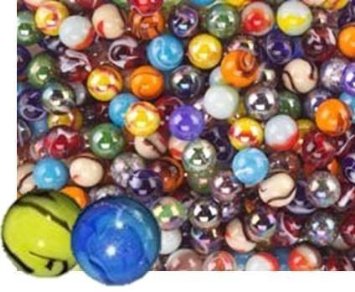 Glass Marbles Bulk, Set OF 50, (48 Players and 2 Shooters) Assorted Colors, Styles, and Finishes. with Game Marbles Rules.