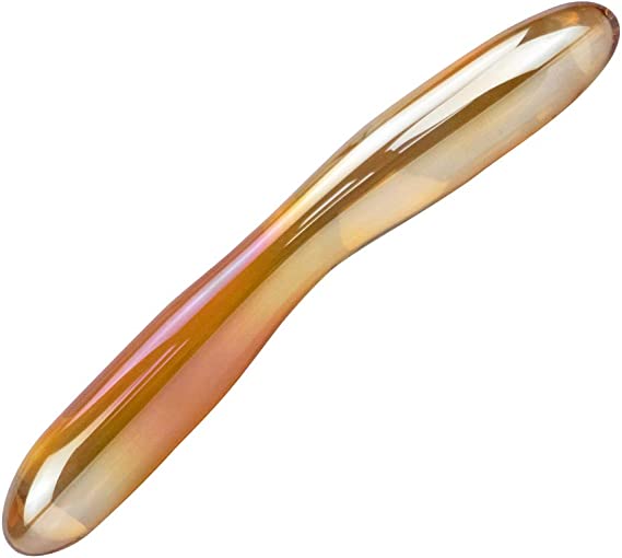 Loveria Glass Pleasure Wand Golden Crystal Dildo G Spot Stimulation Masturbation Wand Sex Toy for Women