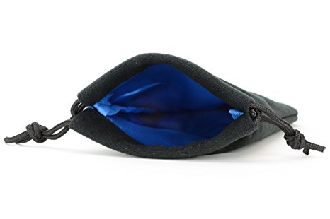 Easy Roller Dice Small Velvet Double Stitched Seam Snag-Proof Satin Lining Dice Bag, Holds upto 110 Dice, Blue Interior with Black Exterior, 5-Inch-by-8-Inch