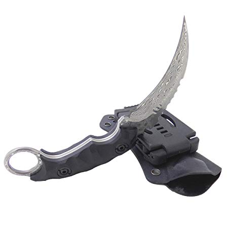 MASALONG Outdoor Survival Claw Tactical Teeth Knife Double Edged Sharp Fixed Blade Knife with Sheath