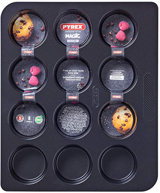 Pyrex MG12BU6 Magic Muffin Tray, Black