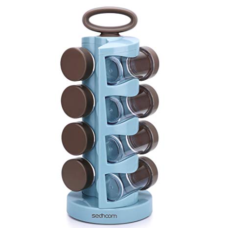 Spice Rack Sedhoom Revolving Spin Spice Jar Organizer 8 pcs Seasoning Jars Included