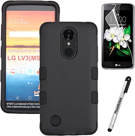 for LG Aristo, Phonelicious Case[Heavy Duty] [Shock Absorption] [Drop Protection] [Hybrid] Impact Phone Tuff Cover   Screen Protector & Stylus (Black Black)