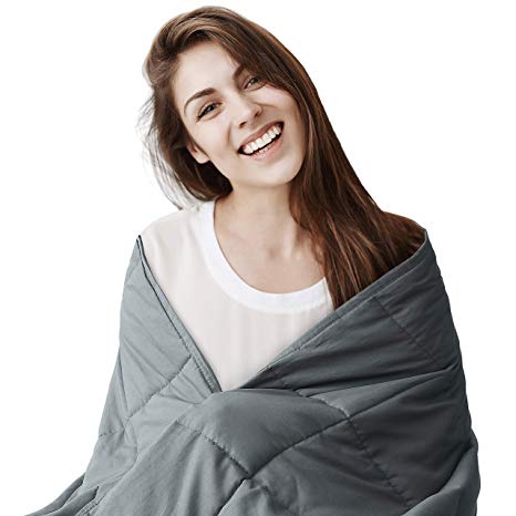 EXQ Home Weighted Blanket 15 lbs for Adults Heavy Blanket Grey Super Soft Thick Blanket with Premium Glass Beads, Organic Cotton