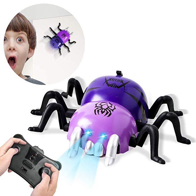 Remote Control Climbing Wall Spider Car Toy for Kids Toddlers Boys Girls Christmas Birthday Halloween Party Gift - RC Racing Car with Spider Body Move On All Floor & Wall & Glass - Purple
