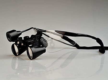 Songzi Optics (2.5X,3X,3.5X Optional)Black Goggles Frame Binocular Medical Dental Loupes Surgical Loupes & High Brightness Headlight (working distance :(360 - 460 mm)R, Magnification:2.5X)