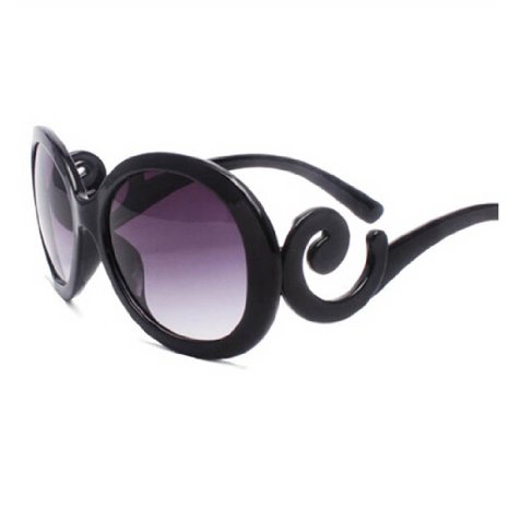HuaYang Vintage Style Womens Sunglasses UV400 Big Frame Goggles ShadesBlack