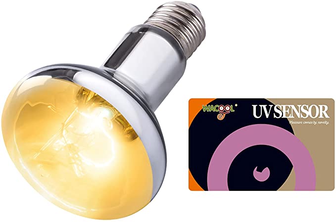 WACOOL Reptile Sunlamp & UV Tester Card, UVA UVB Heat Lamp Self-ballasted Vapor Bulb Full SpectrumBasking Spot Lamp for Reptile Amphibians   UVB Sensor Card 1PC