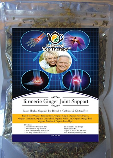 Turmeric Ginger Joint Support Herbal Tea - Organic Caffeine & Gluten Free Loose Leaf Herbal Tea by Dr. Rosemary's Tea Therapy to Fight Inflammation