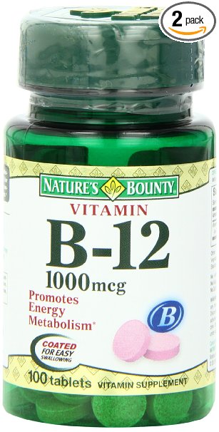 Natures Bounty Natural Vitamin B12 1000mcg 100 Tablets Pack of 2