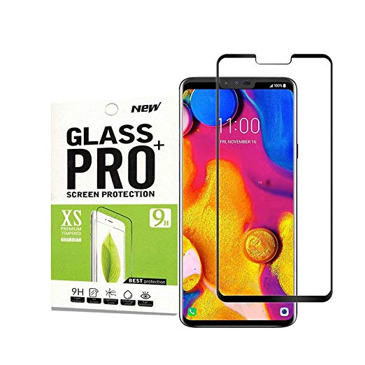 for LG V40 Tempered Glass Screen Protector,WolfGen[Full Cover][3D Curved Glass][Anti-Scratch][Bubble Free] Tempered Glass Screen Protector for LG V40(Black)