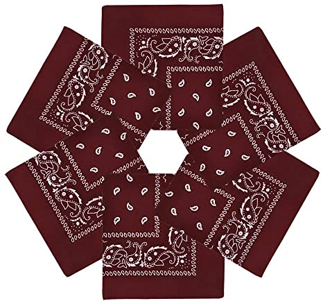 100% Cotton Bandanas, Alotpower Multipurpose Paisley Printing Cowboy Bandana Headbands Handkerchiefs Necktie