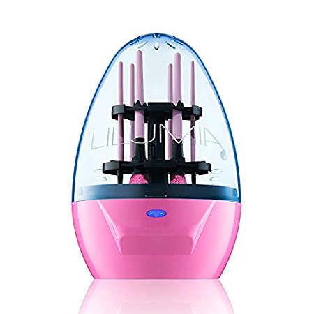 Lilumia 2 Makeup Brush Cleaner Device (Pink) - Electronic Cleaning Machine Keeps Cosmetic Make Up Brushes Soft & Clean with the Push of a Button