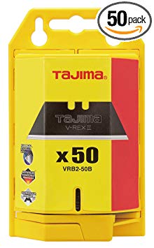 Tajima VRB2-50B V-REX II Premium Tempered Steel Utility Knife Blades, 50-Pack