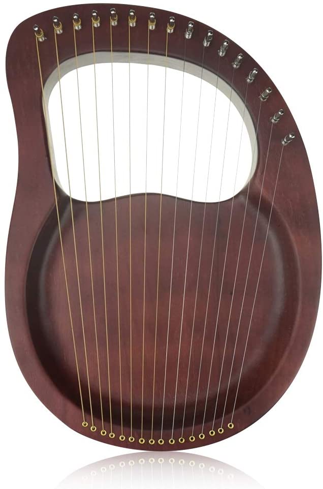Timeless Classic“OW”16-String Wooden Lyre Harp,Mahogany Wood String Instrument with Carry Bag,Tuning Wrench,Cleaning Cloth and backup 16 Strings