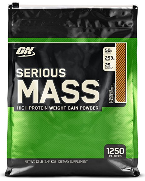 Optimum Nutrition Serious Mass Gainer Protein Powder, Chocolate Peanut Butter, 12 Pound