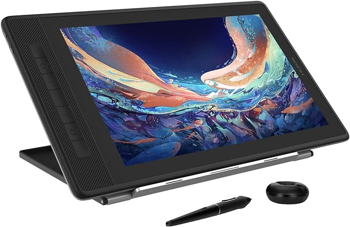 HUION Kamvas Pro 13 (2.5K) Graphic Tablet with Screen 145% sRGB 2560 x 1600 QHD+ Pen Display Anti-Glare Glass and Full Laminated Screen Drawing Tablet with 7 Short Keys and Battery-free Digital Pen