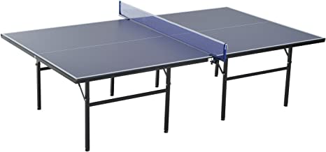 HOMCOM Mesa de Ping Pong Plegable con Red 152.5x274x76cm Tenis de Mesa y Material de Acero y MDF en Color Azul