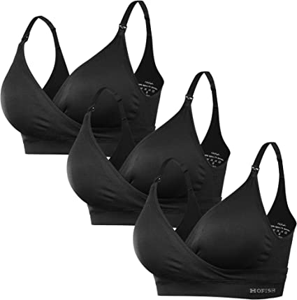 HOFISH 3PACK Full Bust Seamless Nursing Maternity Bras Bralette S-XXL with Extra Bra Extenders & Clips