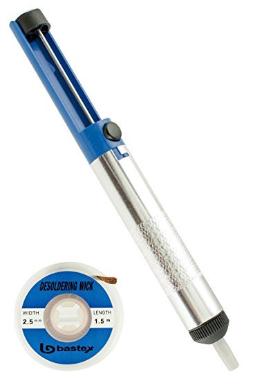 Bastex Desoldering Wick and Pump Vacuum Solder Removal Tool & Solder Braid (2.5mm Width, 1.5m Length)