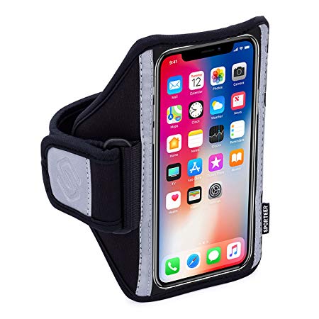 Sporteer Ultra-Thin Armband for iPhone 11, 11 Pro, Xs, X, iPhone 8, 7, 6S, Galaxy S10, S10e, S9, S8, S7, Google Pixel 3, Pixel 2, LG, Moto, Xperia, and Many Other Phones