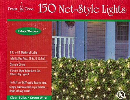Trim-a-Tree 150 Indoor Outdoor Net Style Christmas Lights (Clear)