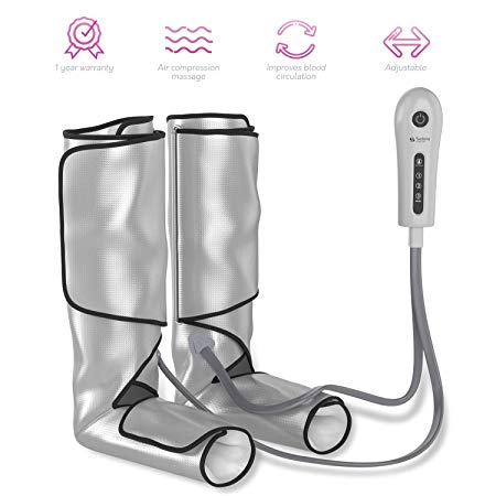 Sedona Leg Massager Circulation Device - Rechargeable Foot Sequential Air Compression Machine, Calf Neuropathy Massage for Home Use for Calves, Legs, Ankles and Feet for Vein Support - Grey