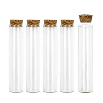 Glass Test Tubes, 18pcs 55ml Clear Flat Test Tubes with Wooden Stopper, 25×120mm by SUPERLELE