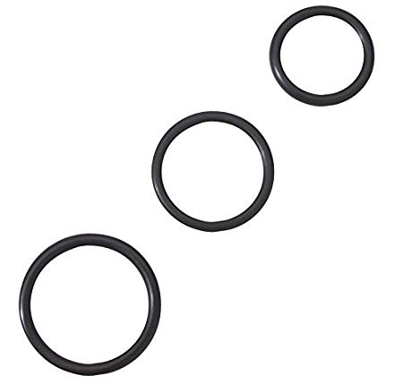Spartacus Rubber Cock Ring, Black, 3-Pack