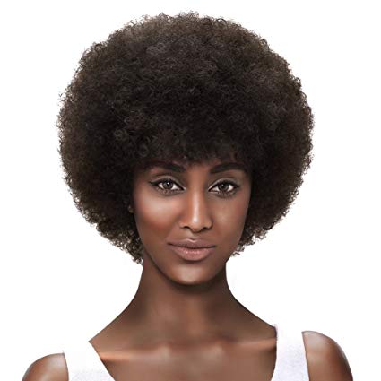 Style Icon Afro 5" Short Curly Wigs with 100% Brazilian Hair (Fluffy Tight Curls, DARK BROWN) - Afro Wigs for Black Women - Human Hair Wigs - Short Wigs Capless Wigs - Afro Wig Beauty Personal Care