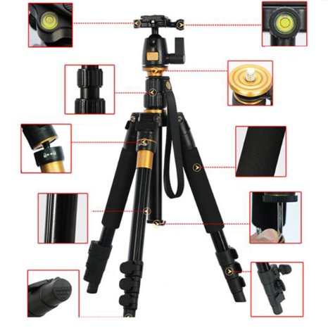 XCSOURCEreg Profeshional Portable Magnesium Aluminium Alloy Tripod Monopod and Ball Head For DSLR SLR Camera DV Canon Nikon Petax Sony Tripod Q-555 Max Height 559quot Max Load 8KG LF393