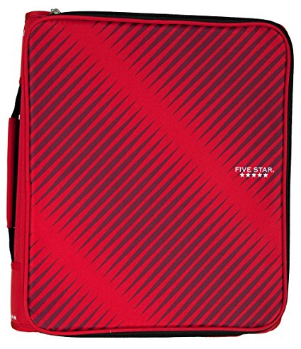 Five Star 2" Durable Zipper Binder, Includes 6 Pocket Expanding File, Red (72538)