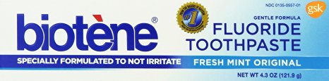 Biotene Gentle Formula Fluoride Toothpaste, Fresh Mint, 4.3 Ounce