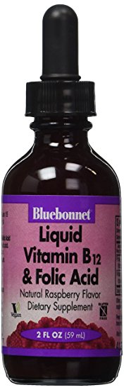 Bluebonnet Liquid Vitamin B-12 And Folic Acid, Raspberry, 2 Fl Oz