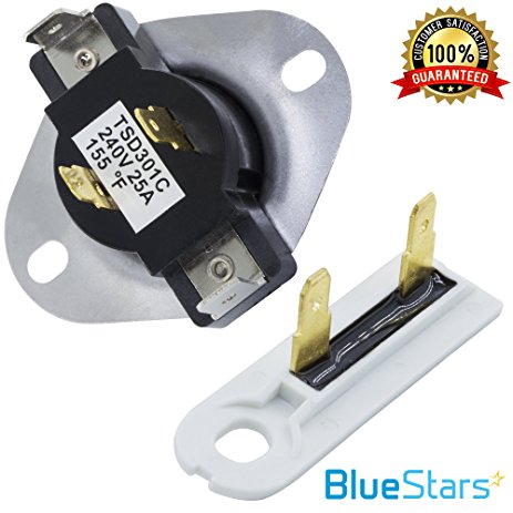 3387134 & 3392519 - Cycling Thermostat & Thermal Fuse Replacement part by Blue Stars - Exact fit for Whirlpool & Kenmore Dryer