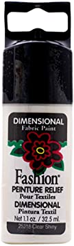 Plaid Fashion Dimensional Fabric Paint in Assorted Colors (1.1-Ounce), Clear